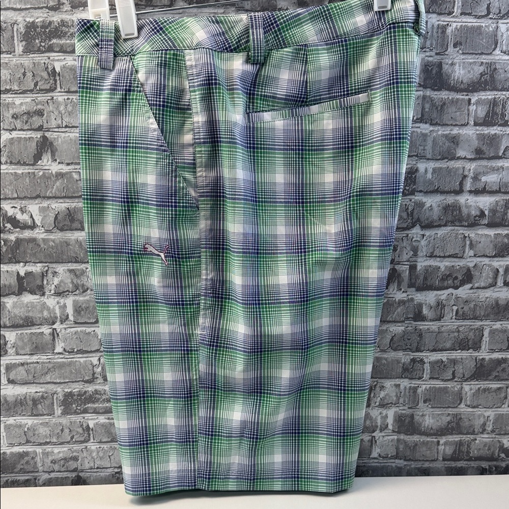 PUMA Plaid Green and Blue shorts